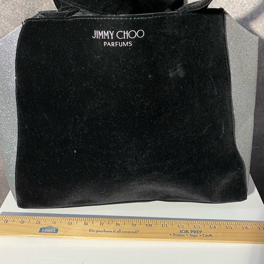 Authentic Jimmy Choo Black Velvet & Silver Glitter Tote – Luxury Overnight Bag - Picture 3 of 8